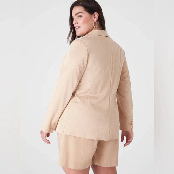 Lane Bryant Tan Ginger Root  Silky Chino Boyfriend Blazer Jacket Plus Size 20 - Picture 2 of 8